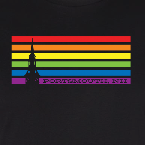 Portsmouth New Hampshire Horizontal Rainbow Short Sleeve T-shirt