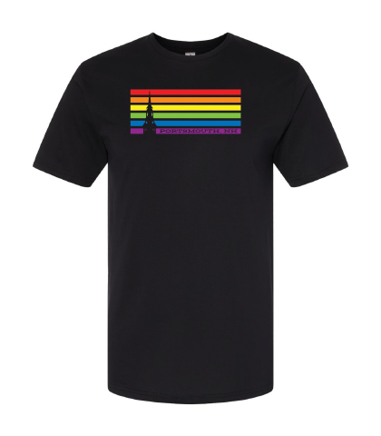 Portsmouth New Hampshire Horizontal Rainbow Short Sleeve T-shirt