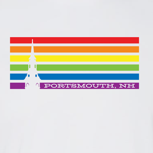 Portsmouth New Hampshire Horizontal Rainbow Short Sleeve T-shirt