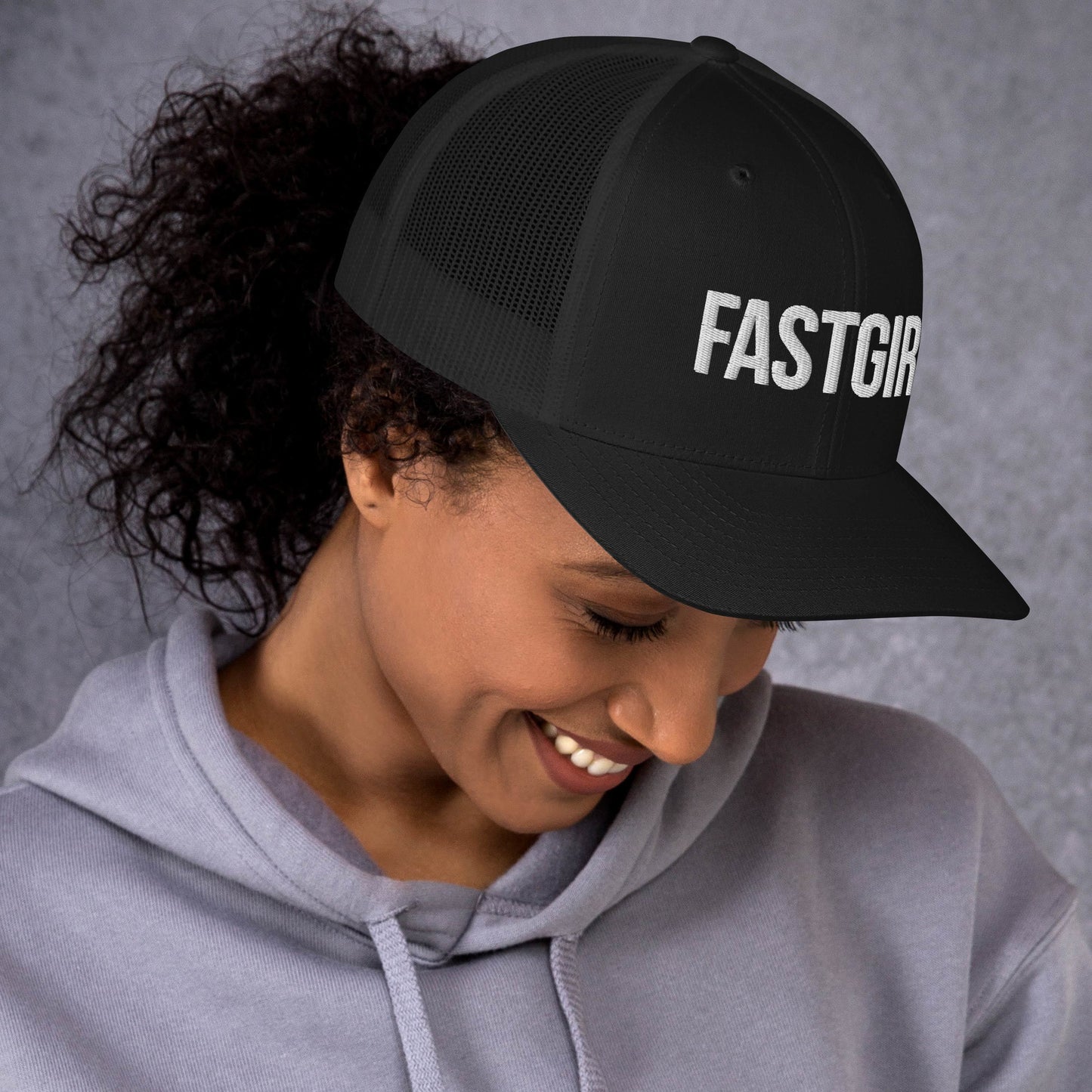 FAST GIRL Snap Back Retro Trucker Cap