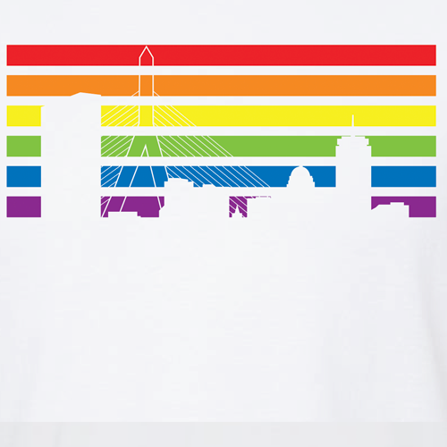 Boston Skyline Rainbow Short Sleeve T-shirt